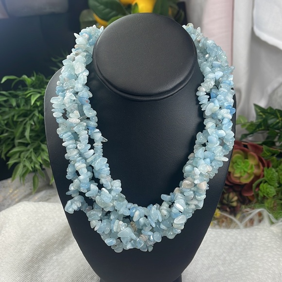 Gorgeous Stauer necklace 5 strands aquamarine splash new! - Picture 7 of 10